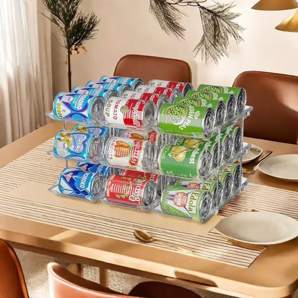 Can Storage Organizer Pantry Free Combination Can Dispenser,Clear 3 Tier Stor...